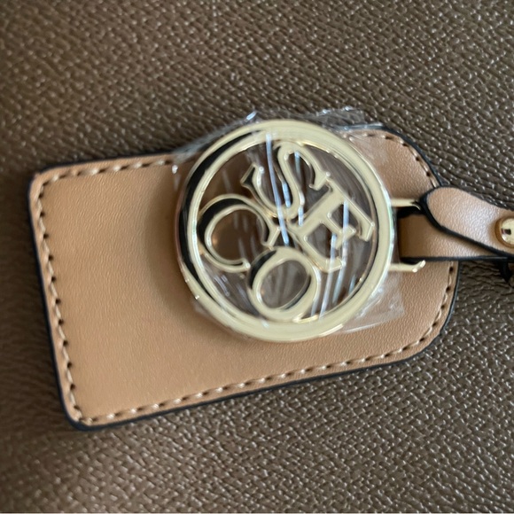 Women’s Brown /Tan Leather Bag with Gold Logo Charm SECOSANA - Picture 4 of 11